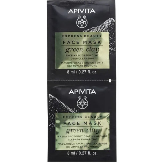 Express Beauty Face Mask Green Clay Apivita 2x8ml